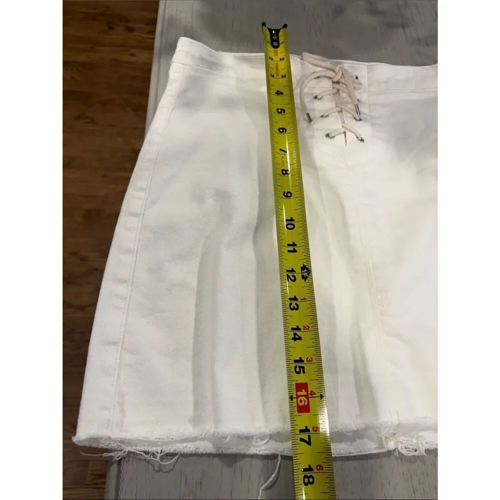 J. Crew Ivory Lace-Up Denim Mini Skirt